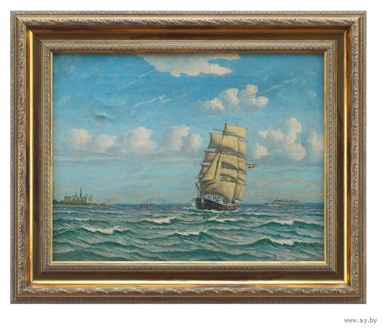 J.P. Nielsen Датский парусник холст, масло 35,3х45,5 см. Заключение!