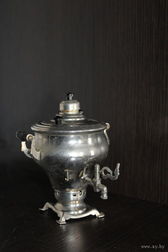 Металлический, винтажный, декоративный самовар, хром - латунь, из СССР.