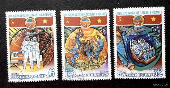СССР 1980 г. Международные полеты в космос СССР - Вьетнам. Интеркосмос, полная серия из 3 марок #0224-K1P22