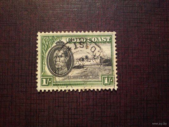 Британская колония Золотой Берег 1941 г.Король Георг VI и замок Кристиансборг./05а/
