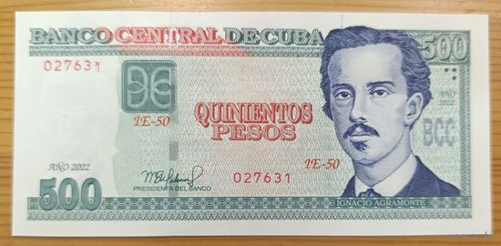 500 песо 2022 года - Куба - UNC