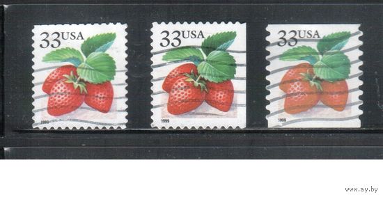 США-1999 (Мих.3111I BA+BD+BL) , гаш., Стандарт, Ягоды , 3 зубцовки(2)