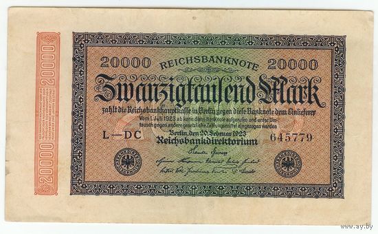 Германия 20000 марок 1923 год.