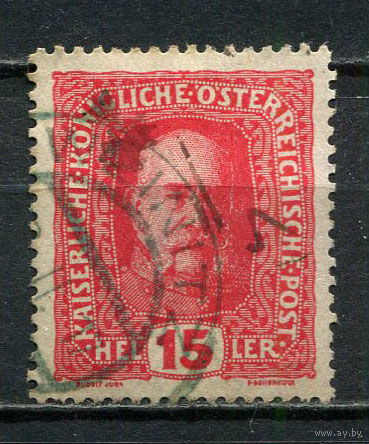 Австро-Венгрия - 1916/1918 - Император Франц Иосиф 15H - [Mi.190] - 1 марка. Гашеная.  (Лот 20HL)-T2P2