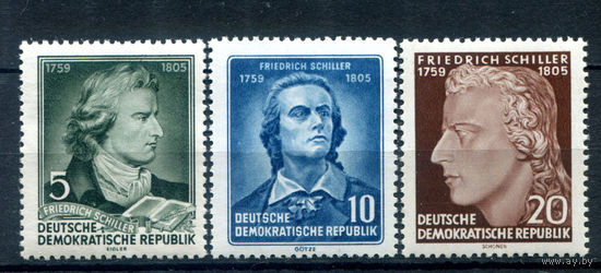 ГДР - 1955г. - Фридрих Шиллер - 3 марки - полная серия, MNH [Mi 464-466]. #1-GG-16-A-1