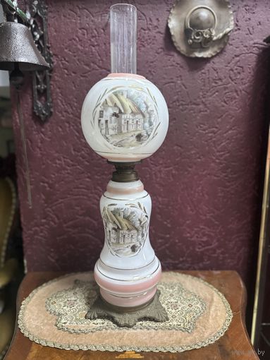Шикарная большая старинная лампа, светильник фарфор, бронза, Европа, много лотов с рубля