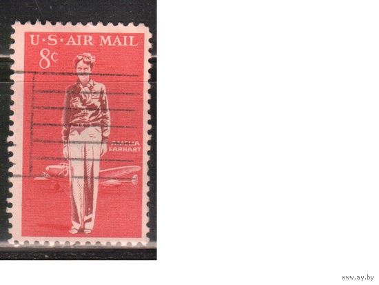 США-1963, (Мих.845) , гаш. , Авиация, Женщина-пилот, Самолет (одиночка),