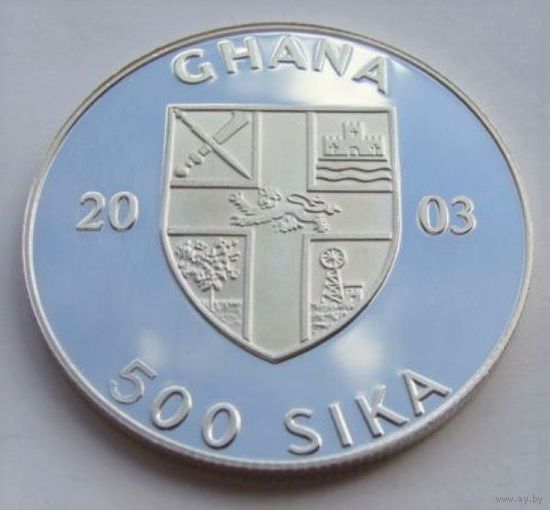 Гана. 500 сика 2003 год UC#205 "Факел. Олимпийские игры 2004 год в Афинах"