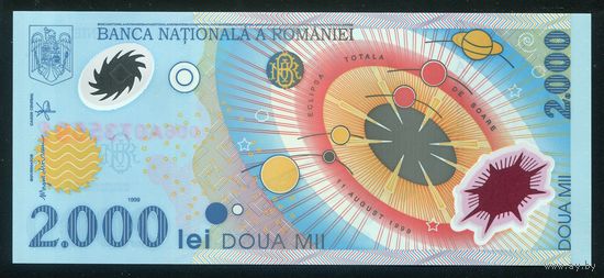 Румыния 2000 лей 1999 г. Р111a. Серия 006A. Полимер. UNC