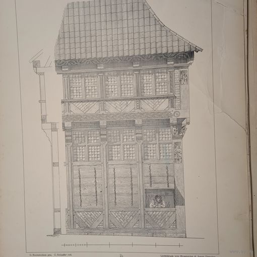 ГРАВЮРА. HAUS AM PFERDEMARKT IN HAMBURG . Berlin. Германия 19век. 48 х32см  РАСПРОДАЖА КОЛЛЕКЦИИ.
