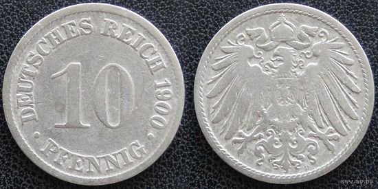 YS: Германия, Рейх, 10 пфеннигов 1900D, KM# 12
