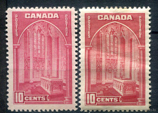 Британские колонии - Канада - 1938г. - ландшафты, архитектура, разновидность цвета, 10 с - 2 марки - MLH, MH [Mi 204]. #3-WB-96-A-2