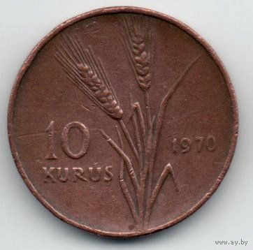 ТУРЕЦКАЯ РЕСПУБЛИКА 10 КУРУШЕЙ 1970. КОЛОСЬЯ.