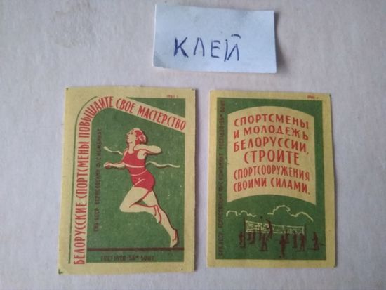 Спичечные этикетки ф.Борисов. Физкультура в БССР. 1961 год