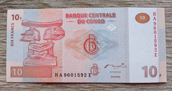 Werty71 Конго 10 франков 2003 UNC банкнота