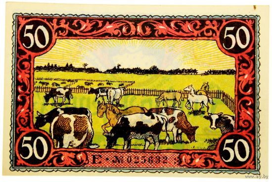 РАСПРОДАЖА!!! - ГЕРМАНИЯ ФРИЗАК (БРАНДЕНБУРГ) 50 пфеннигов 1921 год - "второй сюжет" - UNC!
