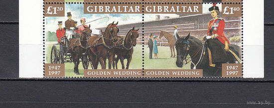 Фауна. Спорт. Конные соревнования. Гибралтар. 1997. Сцепка из 2-х марок. Michel N 801-802(12,0 е)