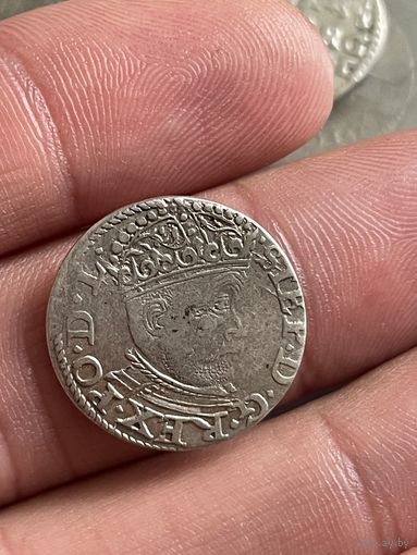 3 гроша 1585 Баторий Рига! Пореже!
