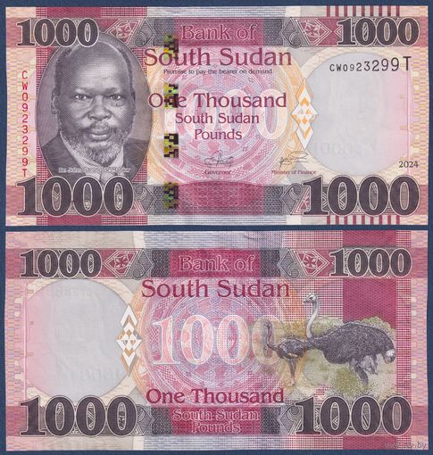Южный Судан, 1000 фунтов 2024 г., P-W21 (CW, "South Sudan Pounds"), UNC