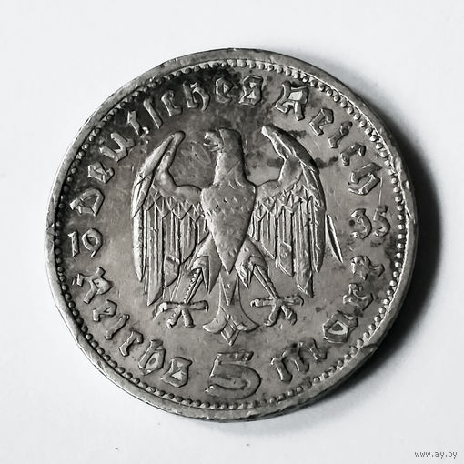 5 марок Гинденбург 1935 г. Германия. А. VF.