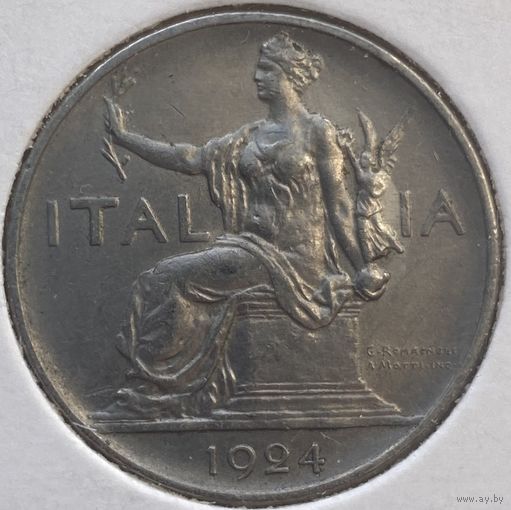 Италия 1 лира 1924 г. В холдере