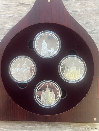 Беларусь Серебро 20 Рублей 2010 года Комплект из 4 монет Храмы + Сертификат + Коробка
