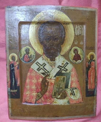 Икона Святителя и Чудотворца Николая, 19 век, Палех. Ковчег.
