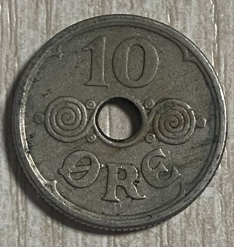 Монета 10 эре 1925 год. Дания. Король Кристиан X.