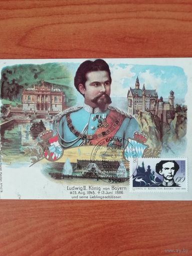ФРГ 1986 Карт максимум марки "100 лет со дня смерти короля Баварии Людвиг II" Mi.1281
