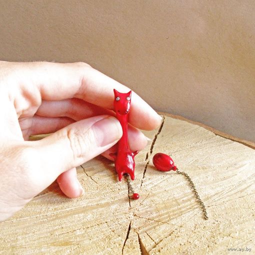 Серьги ручной работы "Жираф и шарик)", медицинский сплав