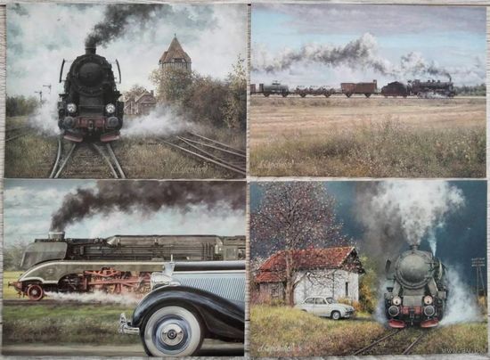 Железнодорожные локомотивы. А.Капчиков. 4 шт. Беларусь. 2017,20 гг