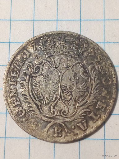 6 грошей Германия Пруссия 1755 год