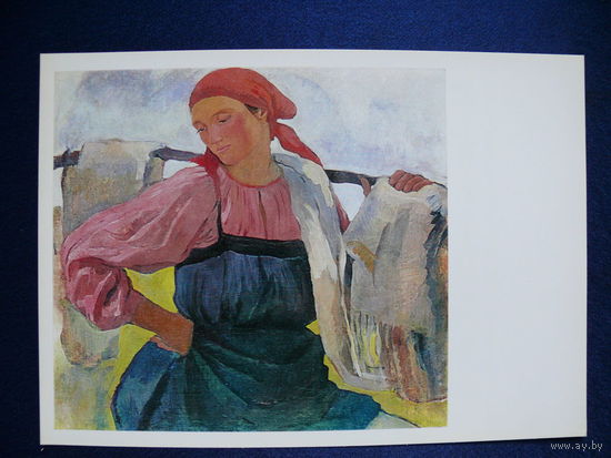 Серебрякова З. Е. Крестьянка с холстом, 1983, размер 15*21см.