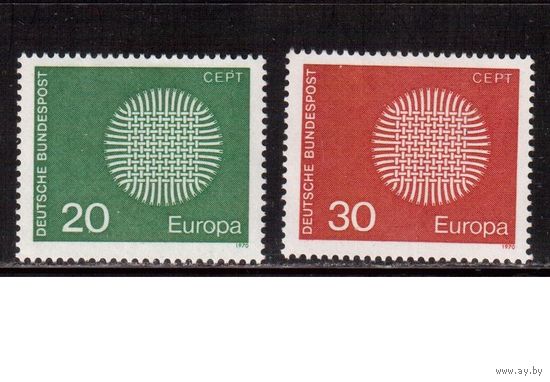 Германия(ФРГ)-1970,(Мих.620-621), *(след от накл.) , ЕВРОПА