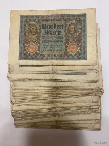 100 марок Германия 1920 г. - дилерский лот - 50 штук