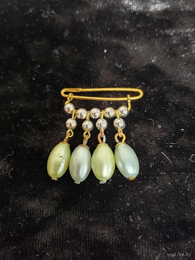 Брошь булавка, бусины под жемчуг Чехословакия СССР