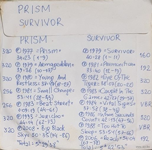 CD MP3 дискография PRISM, SURVIVOR - 2 CD