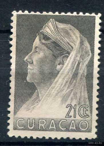 Нидерландские колонии - Кюрасао - 1936/39г. - королева Вильгельмина, печать Аруба, 21 с - 1 марка - чистая, без клея [Mi 153]. #3-WB-65-A-1