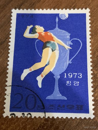 КНДР 1974. Спортивные состязания 1973. Волейбол. Марка из серии