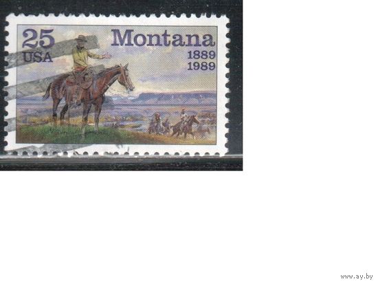 США-1989, (Мих.2027),  гаш., Штат Монтана, Ковбой, Живопись (одиночка)