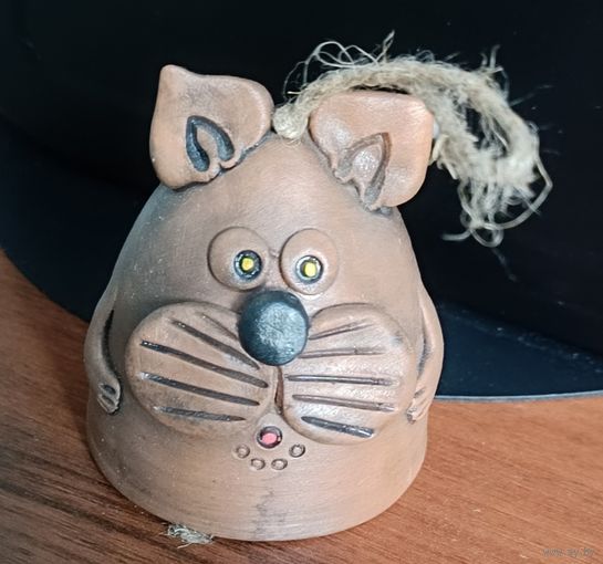 Кот колокольчик из глины