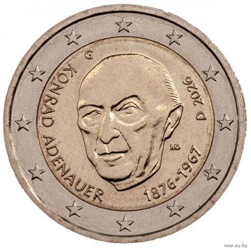 Германия 2 евро, 2026 G Конрад Аденауэр UNC