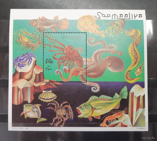 Сомали. 1998 год. Фауна моря (блок) (1244)