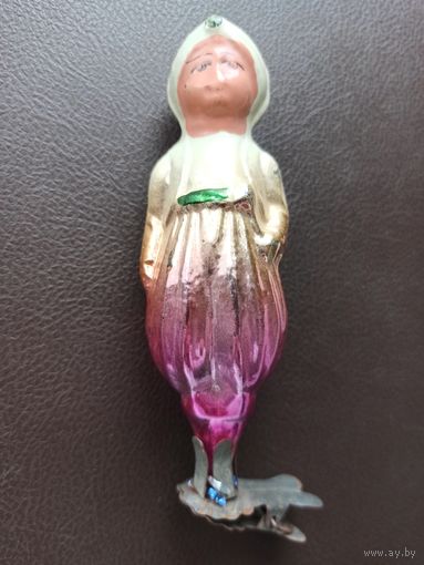 Ёлочная игрушка "АЛЛАДИН", стекло, прищепка. (СССР, 1950-е годы).