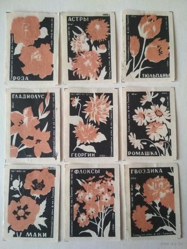 Спичечные этикетки ф.Туринск. Цветы. 1960 год
