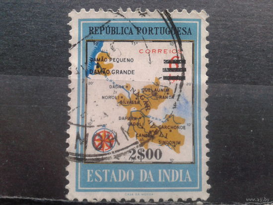Индия, колония Португалии, 1956/1959. Карта Португальских колоний в Индии, надпечатка