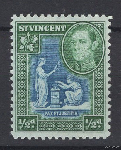 1938 Св Винсент / St Vincent ** 1/2 d, Георг VI , Юстиция стандарт