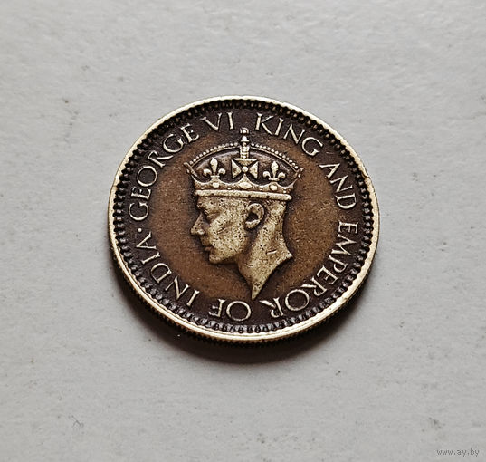 25 центов 1943г.,  Георг VI, Цейлон, лот ин-1,5