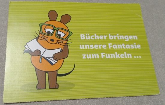 Посткроссинг. Открытка из Германии: книги рождают в нашей фантазии искры (10х15). Прошла почту. Художественные марки, чёткий штемпель.