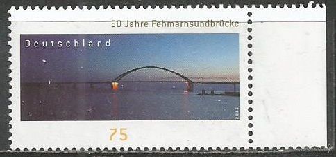 Германия. 50 лет моста Фермирнсунд. 2013г. Mi#3003.